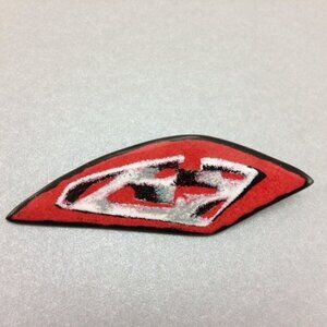 Vintage Enamel on Copper Brooch Signed Quebec Canada Anita Trottier Red Abstract